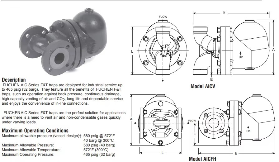 description AIC floating ball steam trap