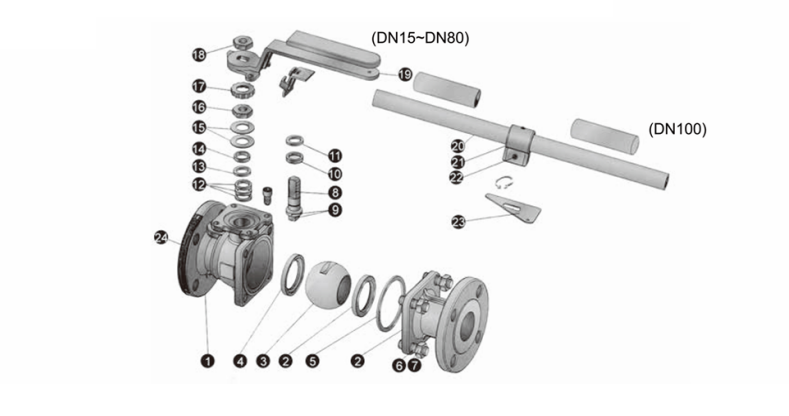 Drawing BV-2 pieces ball valve