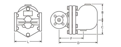 Structural drawing FT44HS-V Steam Trap