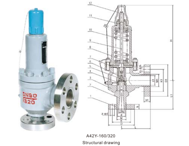 Structural drawing A42Y-160/320 Safety Valve