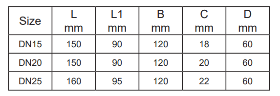 Dimensions TB11 Steam Trap