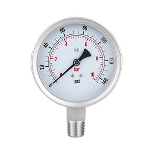 Dual Scale Pressure Gauge 0-10 Bar 304/316 Stainless Steel for Steam Systems
