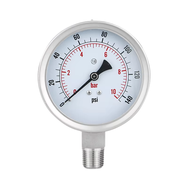 Dual Scale Pressure Gauge 0-10 Bar 304/316 Stainless Steel for Steam Systems