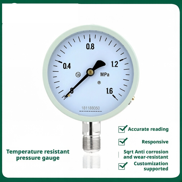 Industrial Stainless Steel Pressure Gauge 0-2.5MPa for High Temp Steam Boiler Pipes